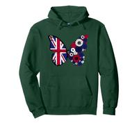 Great Britain Flag Pride British Roots Butterfly Women Girls Pullover Hoodie
