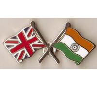 Great Britain GB Union Jack and India Friendship Flag Pin Badge
