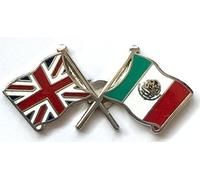 Great Britain GB Union Jack and Mexico Friendship Flag Pin Badge
