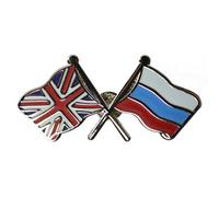 Great Britain GB Union Jack and Russia Friendship Flag Pin Badge