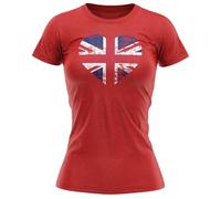 Great Britain Grunge Heart Womens T Shirt Union Jack Ladies Tee 2024 Games Supporter Top, M, Red
