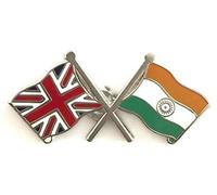 Great Britain & India Flags Friendship Courtesy Enamel Lapel Pin Badge