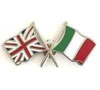 Great Britain & Italy Flags Friendship Courtesy Enamel Lapel Pin Badge
