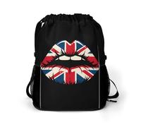 Great Britain Lips England Flag Gym Bag with Shoe Compartment 30L Backpack