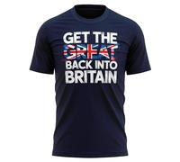Great Britain Pride T Shirt for Men - Get The Great Back into Britain - Patriotic Union Jack Tee - United Kingdom Top - British Heritage Gift, l, Navy