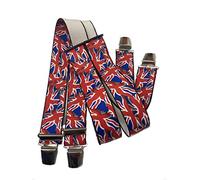Great Britain UK Braces England 35 mm Wide with 4 H-Shaped Clips Adjustable Elastic Strong Metal Clip Party Fancy Dress Costume Carnival / Red/Blue ST-052, Red white One