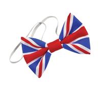 Great Britain Union Jack Fabric Bowtie Novelty Dicky Bow | British Flag Bow Tie Necktie Fancy-dress | King Charles Coronation Party Costume Dress-up