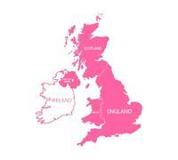 Great Britain United Kingdom UK Map Fine Carving Stickers 54x67.4cm Multiple Size Options Large Pink