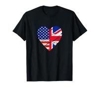 Great Britain USA Heart American Flag UK Flag Love Heart T-Shirt