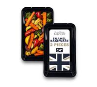 Great British Bakeware 2 Pack 32cm Vitreous Enamel Extra Large Baking Tray Oven & Roasting Tray, Heavy Duty Vitreous Enamel Bakeware, Roasting Tin, Baking Pan, Made in England, Scratch Resistant