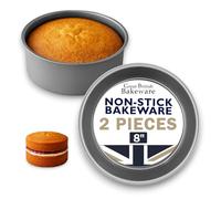 Great British Bakeware 2 Pack 8" Superior Double Coated Non-Stick Victoria Sandwich Cake Tin, Deep Straight Sided, Oven Safe, Round Cake Tin, Fixed Base, PFOA & BPA Free Cookware, Made in England