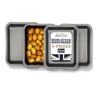 Great British Bakeware 4 Pack 23cm Superior Double Coated Non Stick Oven Tray, Baking Tray, Roasting Tins, Baking Set, Turkey/Chicken Roasting, PFOA BPA Free Cookware, Made in England