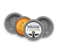 Great British Bakeware 4 Pack 6" (15cm) Superior Double Coated Non-Stick Round Quiche Pie Tart Tins Individual Cooking, Single Serve, Tartlet, PFOA & BPA Free Cookware, Made in England