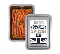 Great British Bakeware 43cm 2 Set Superior Non-Stick Extra Large Non-Stick Roasting and Baking Tray, Baking Trays, Roasting Tin, PFOA & BPA Free Cookware, Made in England