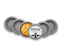 Great British Bakeware 6 Pack 4” Shallow Mini Pie Cake Tins Superior Double Coated Non Stick, Pie, Tart & Quiche Pans, Individual Dishes, Individual Tart Tins for Baking, Perfect for Air Fryer