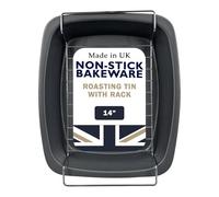 Great British Bakeware Large 37cm Superior Non-Stick Turkey Roasting Tray with Rack, UK Made Baking Tin, Baking Trays, Carbon Steel, Oven Safe, PFOA & BPA Free Cookware