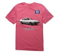 Great British Cars Ford Capri Unisex Adult T-Shirt (UK, Alpha, L, XL, Regular, Regular, Heather Red)