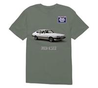 Great British Cars Ford Capri Unisex Adult T-Shirt (UK, Alpha, L, XL, Regular, Regular, Military Green)