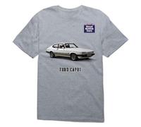 Great British Cars Ford Capri Unisex Adult T-Shirt (UK, Alpha, XL, XXL, Regular, Regular, Sports Grey)