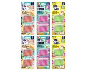 Great British Home Bin Freshener, Pack of 12 x 5g Stick On Bin Deodoriser Scents - Mediterranean Sun, Lost in Paradise, Island Fruit