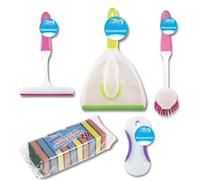 Great British Home Household Kitchen Brush Bundle - Duzzit Scrub, Squeegee, Dish Scrubbing Brush, Sponge Scourers 20 Pack, Dust Pan and Brush - Cleaning Brushes for Small Spaces