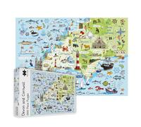 Great British Jigsaws - Devon & Cornwall Map 1000 Piece Jigsaw Puzzles for Adults - Illustrated Country Maps, Eco-Friendly, Perfect for Puzzle Enthusiasts - 69 x 48cm Completed Size