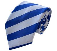 Great British Tie Club BULK BUY Block Stripe School Ties (High School/Senior Size) (Pack of 100, White & Royal)