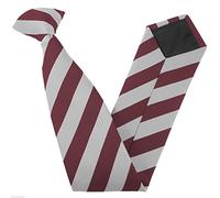 Great British Tie Club Clip On Block Stripe School Ties (Colour & Size Variations) (17 inch clip on (High School), White & Maroon)