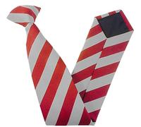 Great British Tie Club Clip On Block Stripe School Ties (Colour & Size Variations) (17 inch clip on (High School), Red & White)