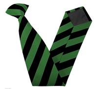 Great British Tie Club Clip On Block Stripe School Ties (Colour & Size Variations) (17 inch clip on (High School), Black & Green)