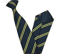 Great British Tie Club Clip On Double Stripe School Ties (Colour & Size Variations) (14 inch clip on (Junior School), Black & Gold)