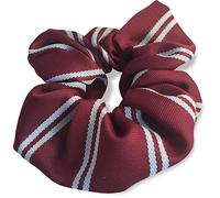 Great British Tie Club Double Stripe Girls Elastic Hair Scrunchie Bobble School Uniform (Maroon & White)