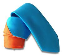 Great British Tie Club Gary Numan Style Two Tone Retro Skinny Ties (Orange & Turquoise)