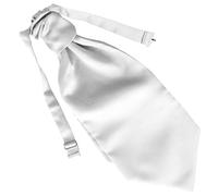 Great British Tie Club Italian Satin Wedding Ruche Cravat: Includes Pocket Square/Hanky (White)