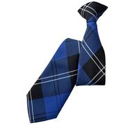 Great British Tie Club Men's Ramsay Blue Tartan Check Clip on Neck Tie