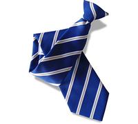 Great British Tie Club Men's Royal Blue White & Gold Striped Clip on Neck Tie