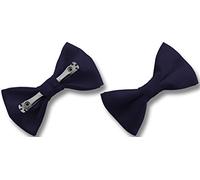 Great British Tie Club Men's Satin CLIP ON Bow Ties (Navy)