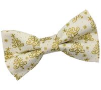 Great British Tie Club Novelty Christmas Bow Ties - Various Designs (White with Gold Trees)