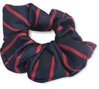 Great British Tie Club Single Striped Girls Elastic Hair Scrunchie Bobble School Uniform (Navy & Red)