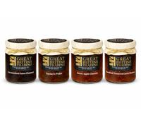 Great British Trading Premium Chutney Selection, 4 Jars, 100-105g Each, Sun-Dried Tomato & Garlic, Farmer's Pickle, Caramelised Onion & Sweet Apple