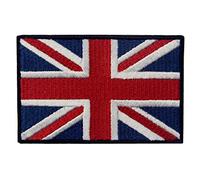 Great British Union Jack Patch Embroidered Flag Morale Applique Fastener Fastener Hook & Loop UK Emblem - Full Color