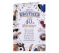 Great Brother 40th Birthday Card Age 40 Celebration Icons