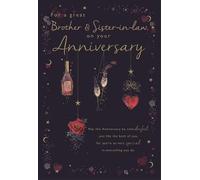 Great Brother & Sister-in-Law' Wedding Anniversary Card - Champagne, Love Heart & Roses Embossed with Foil - Eco-Friendly & Made in the UK - By International Cards & Gifts