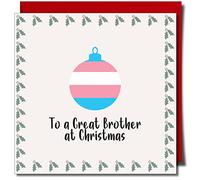 Great Brother Transgender Christmas greeting card - Trans Christmas card - Lgbt Christmas card - Approx 150mm x 150mm Premium Card