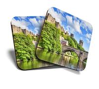 Great Coasters (Set of 2) Square/Glossy Quality Coasters/Tabletop Protection for Any Table Type - Durham Cathedral England UK #21482