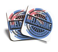 Great Coasters (Set of 2) Square with Sport Car/Drink Absorbent Coasters/Tabletop Protection for Any Table Type - Melbourne Australia Australian Flag #6114