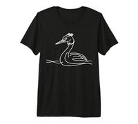 Great Crested Grebe Line Art Ornithology Premium T-Shirt