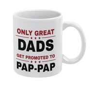 Great Dads Get Promoted to Pap-Pap Bold-1 White Ceramic Coffee Mug 11 Oz, Double-Sided Printed Tea Cup with Ergonomic C-Handle, Thickened Bottom Porcelain Drinkware for Home Office Kitchen, Novelty Gi