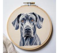 Great Dane 11CT DIY Counted Cross Stitch Kits for Beginners Stamped Fabric with Hoop Embroidery Needlecraft Art Wall Decor 12x12inch(2)