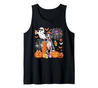 Great Dane As Witch Drinking Coffee Halloween Boo Ghost Tank Top